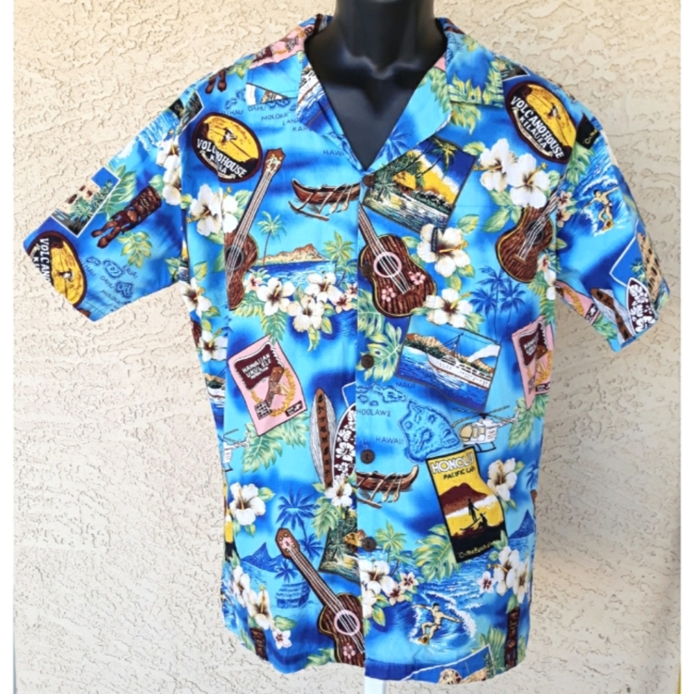 Palmwave Hawaii button front Hawaiian shirt M